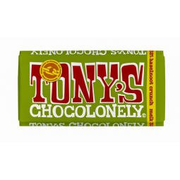 Chocolade Tony's Chocolonely melk hazelnoot crunch reep 180gr