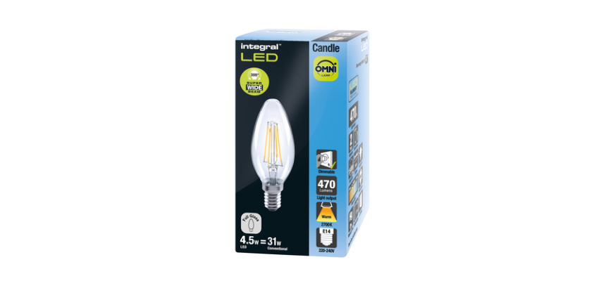 Lampe LED Integral E14 4,5W 2700K blanc chaud 250 lumens