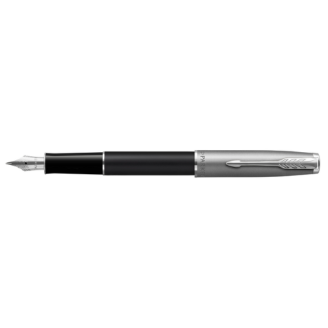 Stylo plume Parker Sonnet Sand Blasted Metal & Black Lacquer Medium