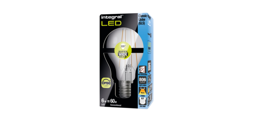 Lampe LED Integral E27 6,3W 2700K blanc chaud 806 lumens