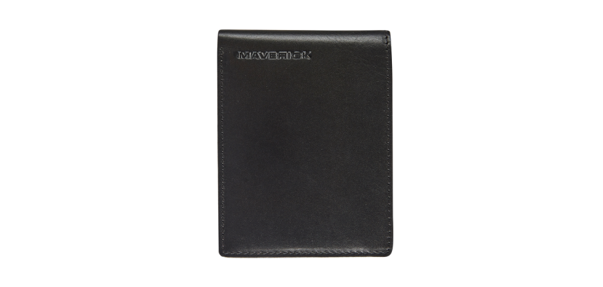 Portefeuille Maverick All Black compact avec compartiment monnaie RFID cuir noir
