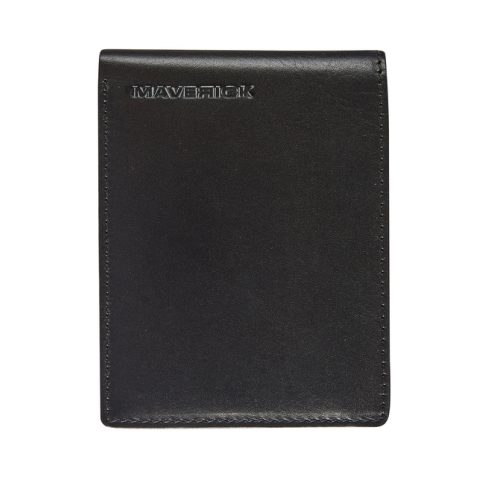 Portefeuille Maverick All Black compact avec compartiment monnaie RFID cuir noir