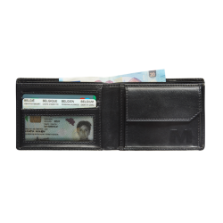 Portemonee Maverick All Black compact met kleingeldvak RFID leer zwart