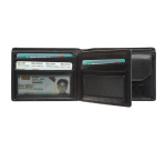 Portefeuille Maverick All Black avec compartiment monnaie RFID cuir noir