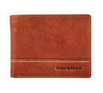 Portemonee Maverick Rough Gear met kleingeldvak RFID leer cognac