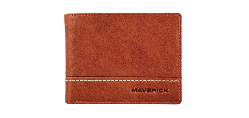 Portemonee Maverick Rough Gear met kleingeldvak RFID leer cognac