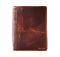 Conférencier Maverick The Original A4 zippé avec bloc-notes cuir marron