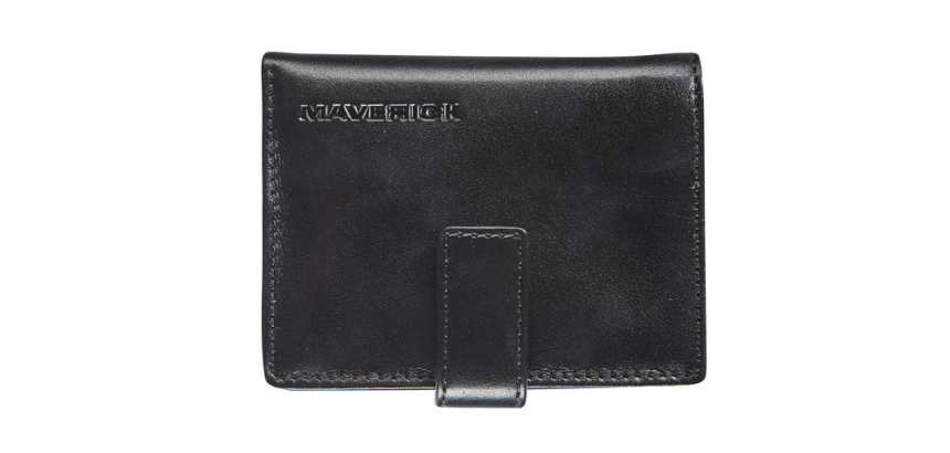 Kaarthouder Maverick All Black super compact RFID leer zwart
