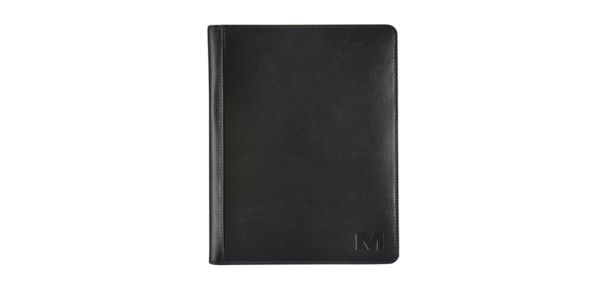 Schrijfmap Maverick All Black A5 inclusief schrijfblok leer zwart