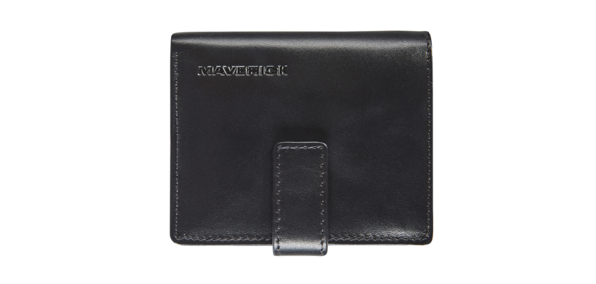 Porte-cartes Maverick All Black compact RFID cuir noir