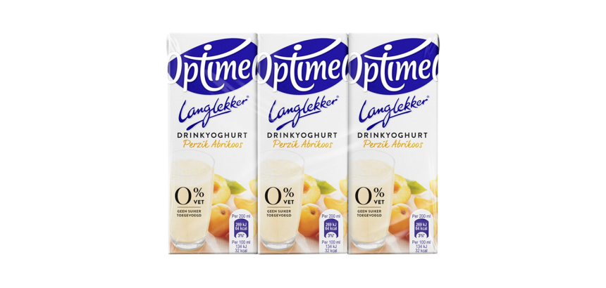 Optimel LekkerLang drinkable yogurt peach apricot 20cl