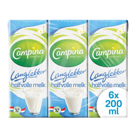 Lait Campina LangLekker demi-écrèmé 20cl