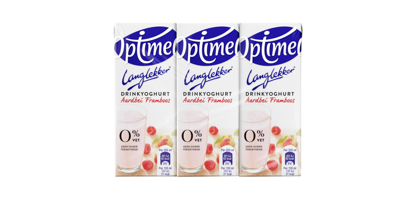 Optimel LekkerLang Drinkable Yogurt Strawberry Raspberry 20cl