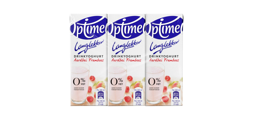 Optimel LekkerLang Drinkable Yogurt Strawberry Raspberry 20cl