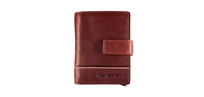 Kaarthouder Maverick Rough Gear super compact RFID leer bruin
