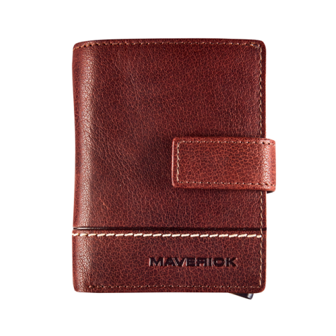 Porte-cartes Maverick Rough Gear compact RFID cuir marron