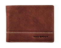 Porte-monnaie Maverick Rough Gear compact avec compartiment monnaie RFID cuir marron