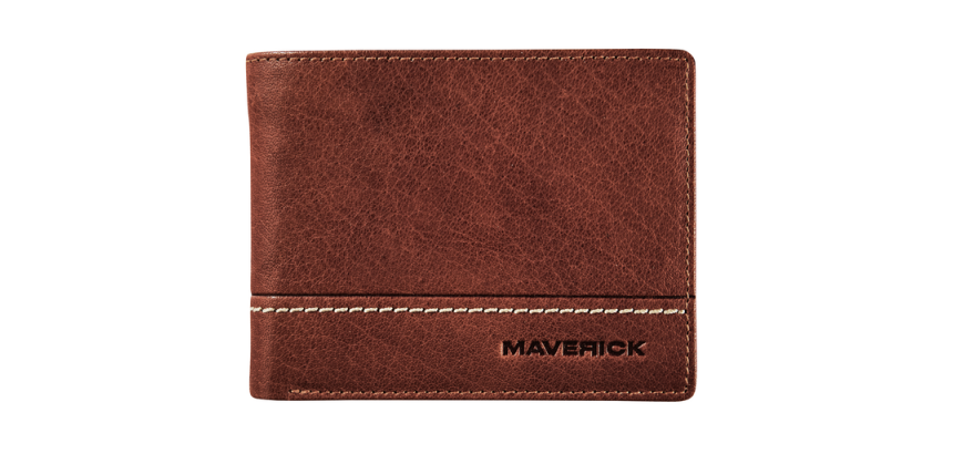 Portemonee Maverick Rough Gear compact kleingeldvak RFID leer bruin