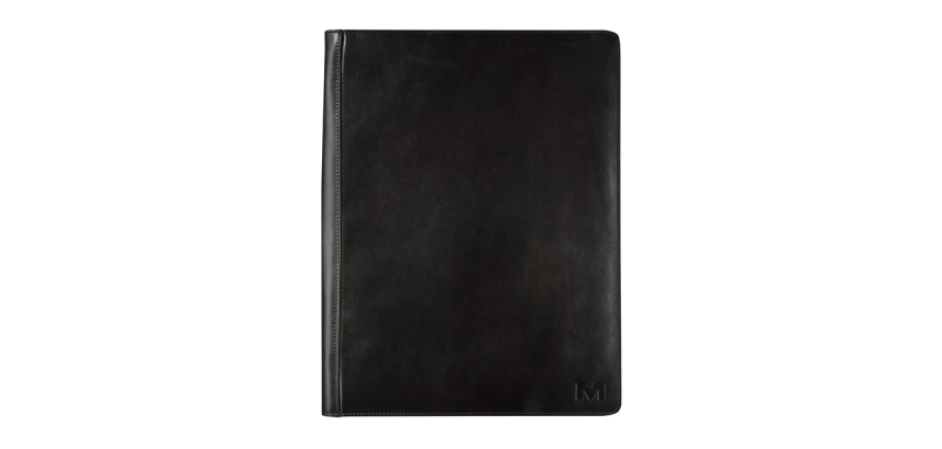 Conférencier Maverick All Black A4 zippé avec bloc-notes cuir noir