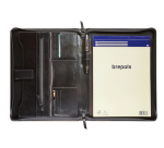 Conférencier Maverick All Black A4 zippé avec bloc-notes cuir noir