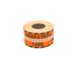 Warning label Rillprint Handle with care 46x125mm orange 250 pieces