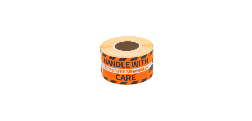 Warning label Rillprint Handle with care 46x125mm orange 250 pieces