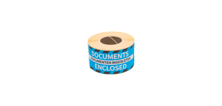 Warning label Rillprint Documents enclosed 46x125mm blue 250 pieces