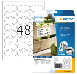 Etiquette HERMA Power 10915 ronde 30mm blanc 1200 pièces