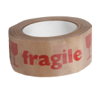Ruban d'avertissement IEZZY 50mmx50m Fragile en rouge papier 80% recyclé brun