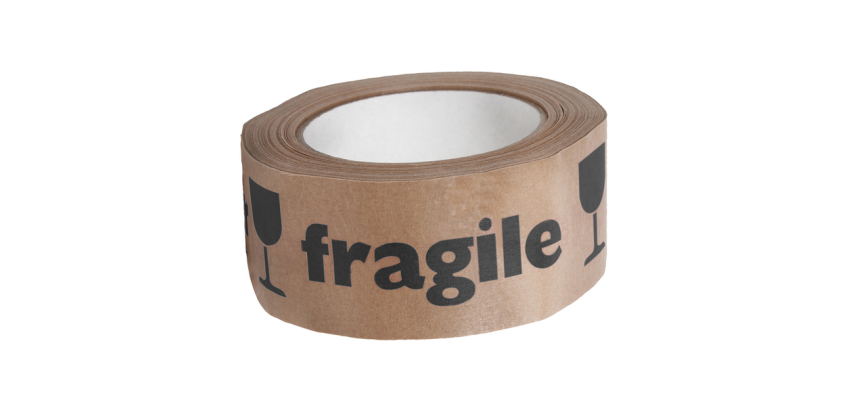 Waarschuwingstape IEZZY 50mmx50m 80% gerecycled papier bruin zwart