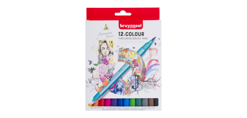 Fineliner / Pinselstift Bruynzeel Expression Set 12 Farben