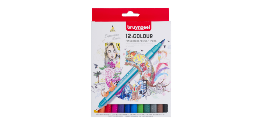 Fineliner / feutre pinceau Bruynzeel Expression set 12 couleurs