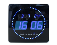 Pendule murale Unilux Flo LED 28x28cm noir