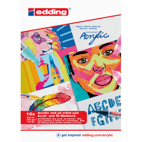 Olie- en Acrylblok edding 30010 A3 10 vel 300 gram wit