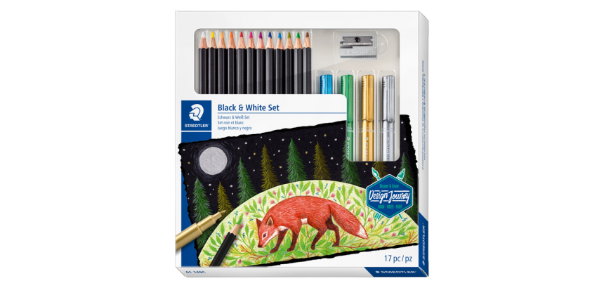 Crayon de couleur Staedtler Design Journey Black and White 17 pièces