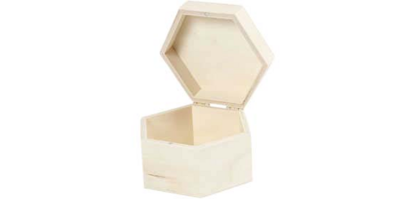 Kistje Creativ Company zeshoek 12x7cm triplex