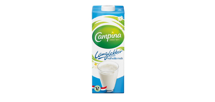 Lait demi-écrémé Campina LangLekker 1 L - Carton de 6