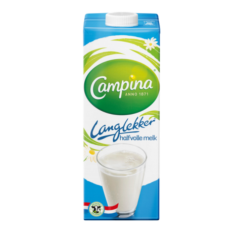 Lait demi-écrémé Campina LangLekker 1 L - Carton de 6