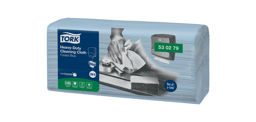 Reinigungstuch Tork Premium Heavy Duty W4 530279 gefaltet 1-lagig 4x 105 Bl. blau