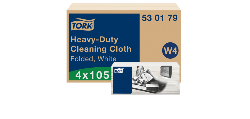 Chiffon de nettoyage Tork Premium Heavy-Duty W4 530179 plié 1 épaisseur 4x 105fls blanc