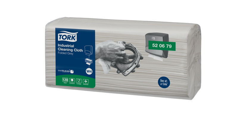 Reinigingsdoek Tork W4 Premium Industrial gevouwen 1-laags 4x120 vel grijs 520679