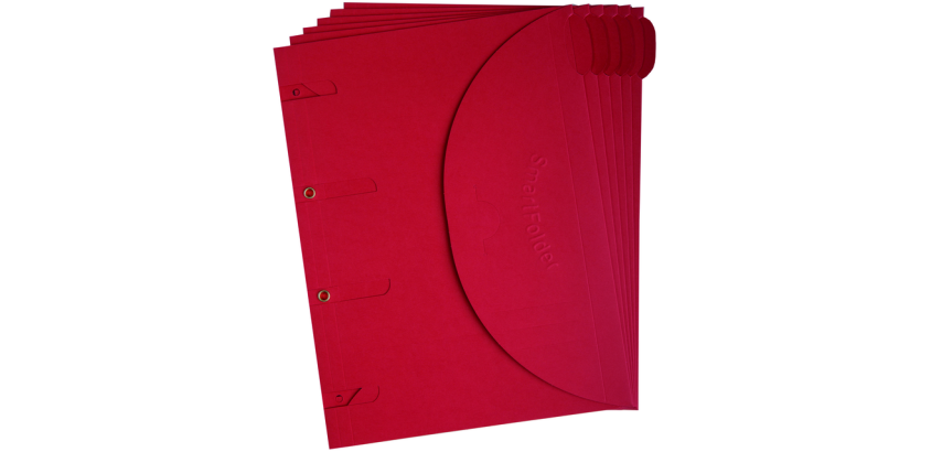 6-piece red A4 Smartfolder perforated folder