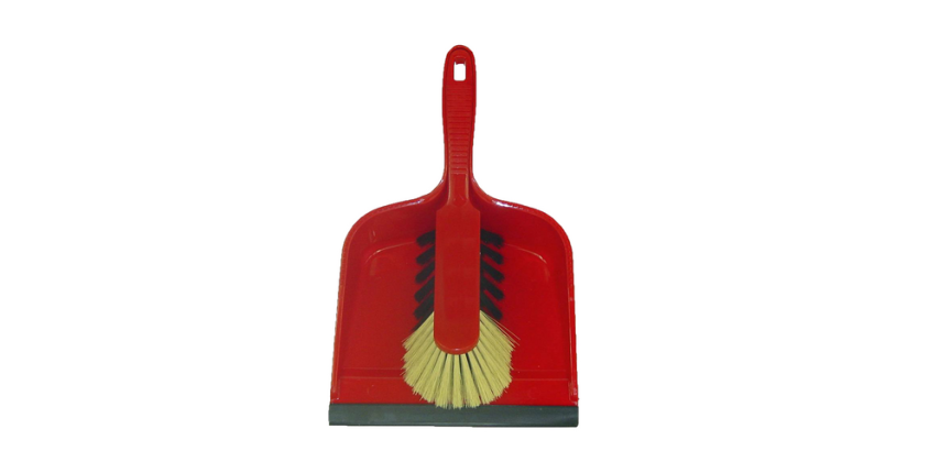 Pelle  à poussière et balayette Cleaninq plastique avec bande caoutchouc