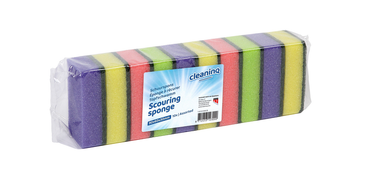 Eponge à récurer Cleaninq 90x60x30mm assorti 10 pièces