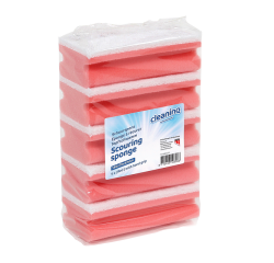 Eponge à récurer Cleaninq avec prise 140x70x42mm rouge/blanc 5 pièces