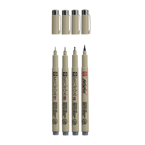 Fineliner Sakura Pigma Micron gris froid set 4 tailles