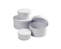 Boîtes rondes Creotime 4 pièces Ø 8, 10, 12, 14cm - hoogte 4, 5, 6, 7cm blanc