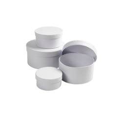 Boîtes rondes Creativ Company 4 pièces Ø 8, 10, 12, 14cm - hoogte 4, 5, 6, 7cm blanc