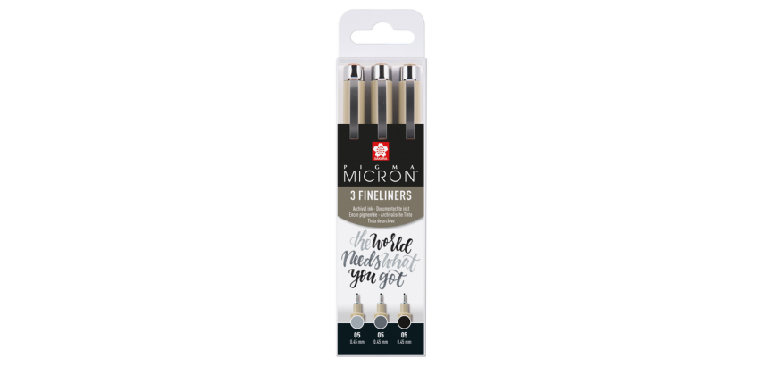 Fineliner Sakura Pigma Micron 05 Set Schwarz Grau 3 Größen
