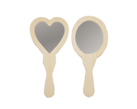 Miroir à mains Creotime coeur et ovale 23-24cm bois 2 pièces